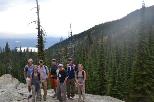 Some of my new friends on our group hike on The Big Mountain Summit Hike with transboundary views of Glacier National Park, and the Canadian Rockies.  I was trying real hard not to be a wimp!