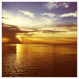 Sun setting on the bay.